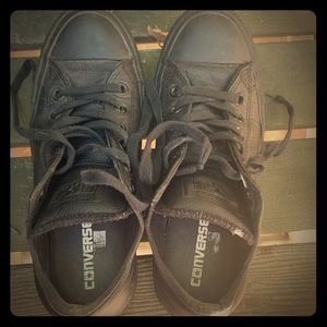 Black leather Converse sneakers